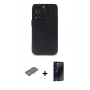MARSİLYAN™- iPhone 13 Pro Max Kılıf Ufuk Minimal Özel Seri - Siyah 3D Antistatik Hayalet Cam Ekran Koruyucu + Renkli Kamera Lens Koruma Cam - MI