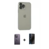 MARSİLYAN™- iPhone 13 Pro Max Kılıf Ufuk Minimal Özel Seri - Siyah 3D Antistatik Hayalet Cam Ekran Koruyucu + Neon Fosforlu Kamera Lens - BZ