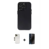 MARSİLYAN™- iPhone 13 Pro Max Kılıf Ufuk Minimal Özel Seri - Siyah 3D Antistatik Hayalet Cam Ekran Koruyucu + Shine Kamera Lens - GD