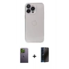 MARSİLYAN™- iPhone 13 Pro Max Kılıf Ufuk Minimal Özel Seri - Siyah 3D Antistatik Hayalet Cam Ekran Koruyucu + Neon Fosforlu Kamera Lens - YL