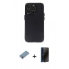 MARSİLYAN™- iPhone 13 Pro Max Kılıf Ufuk Minimal Özel Seri - Siyah 3D Antistatik Hayalet Cam Ekran Koruyucu + Shine Kamera Lens Koruma Cam - GI