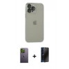 MARSİLYAN™- iPhone 13 Pro Max Kılıf Ufuk Minimal Özel Seri - Siyah 3D Antistatik Hayalet Cam Ekran Koruyucu + Neon Fosforlu Kamera Lens - YL