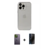 MARSİLYAN™- iPhone 13 Pro Max Kılıf Ufuk Minimal Özel Seri - Siyah 3D Antistatik Hayalet Cam Ekran Koruyucu + Neon Fosforlu Kamera Lens - YL