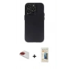 MARSİLYAN™- iPhone 13 Pro Max Kılıf Ufuk Minimal Özel Seri - Siyah 6D Mat Seramik Hayalet Nano Ekran Koruyucu + Pers Alüminyum Kamera Lens - KI