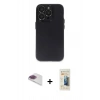 MARSİLYAN™- iPhone 13 Pro Max Kılıf Ufuk Minimal Özel Seri - Siyah 6D Mat Seramik Hayalet Nano Ekran Koruyucu + Pers Alüminyum Kamera Lens - GI