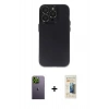 MARSİLYAN™- iPhone 13 Pro Max Kılıf Ufuk Minimal Özel Seri - Siyah 6D Mat Seramik Hayalet Nano Ekran Koruyucu + Neon Fosforlu Kamera Lens - YL