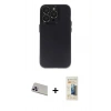 MARSİLYAN™- iPhone 13 Pro Max Kılıf Ufuk Minimal Özel Seri - Siyah 6D Mat Seramik Hayalet Nano Ekran Koruyucu + Mor Rainbow Kamera Lens Koruma Cam