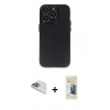 MARSİLYAN™- iPhone 13 Pro Max Kılıf Ufuk Minimal Özel Seri - Siyah 6D Mat Seramik Hayalet Nano Ekran Koruyucu + Pers Alüminyum Kamera Lens - SABE
