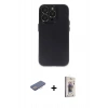 MARSİLYAN™- iPhone 13 Pro Max Kılıf Ufuk Minimal Özel Seri - Siyah Bilvis 3D Cam Ekran Koruyucu + Renkli Kamera Lens Koruma Cam - PE