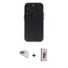 MARSİLYAN™- iPhone 13 Pro Max Kılıf Ufuk Minimal Özel Seri - Siyah Bilvis 3D Cam Ekran Koruyucu + Pers Alüminyum Kamera Lens - GD