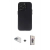 MARSİLYAN™- iPhone 13 Pro Max Kılıf Ufuk Minimal Özel Seri - Siyah Bilvis 3D Cam Ekran Koruyucu + Pers Alüminyum Kamera Lens - SABE