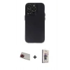 MARSİLYAN™- iPhone 13 Pro Max Kılıf Ufuk Minimal Özel Seri - Siyah Bilvis 3D Cam Ekran Koruyucu + Rainbow Kamera Lens Koruma Cam - KI