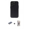 MARSİLYAN™- iPhone 13 Pro Max Kılıf Ufuk Minimal Özel Seri - Siyah Bilvis 3D Cam Ekran Koruyucu + Renkli Kamera Lens Koruma Cam - SI