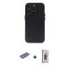 MARSİLYAN™- iPhone 13 Pro Max Kılıf Ufuk Minimal Özel Seri - Siyah Bilvis 3D Cam Ekran Koruyucu + Yeşil Renkli Kamera Lens Koruma Cam