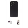 MARSİLYAN™- iPhone 13 Pro Max Kılıf Ufuk Minimal Özel Seri - Siyah Bilvis 3D Mat Cam Ekran Koruyucu + Gökkuşağı Pers Alüminyum Kamera Lens