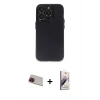 MARSİLYAN™- iPhone 13 Pro Max Kılıf Ufuk Minimal Özel Seri - Siyah Bilvis 3D Mat Cam Ekran Koruyucu + Rainbow Kamera Lens Koruma Cam - KI