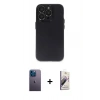 MARSİLYAN™- iPhone 13 Pro Max Kılıf Ufuk Minimal Özel Seri - Siyah Bilvis 3D Mat Cam Ekran Koruyucu + Neon Fosforlu Kamera Lens - MI