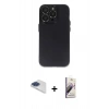 MARSİLYAN™- iPhone 13 Pro Max Kılıf Ufuk Minimal Özel Seri - Siyah Bilvis 3D Mat Cam Ekran Koruyucu + Pers Alüminyum Kamera Lens - LT