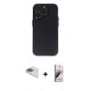 MARSİLYAN™- iPhone 13 Pro Max Kılıf Ufuk Minimal Özel Seri - Siyah Bilvis 3D Mat Cam Ekran Koruyucu + Pers Alüminyum Kamera Lens - GD