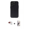 MARSİLYAN™- iPhone 13 Pro Max Kılıf Ufuk Minimal Özel Seri - Siyah Bilvis 3D Mat Cam Ekran Koruyucu + Pers Alüminyum Kamera Lens - KI