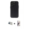 MARSİLYAN™- iPhone 13 Pro Max Kılıf Ufuk Minimal Özel Seri - Siyah Bilvis 3D Mat Cam Ekran Koruyucu + Rainbow Kamera Lens Koruma Cam - MI