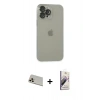 MARSİLYAN™- iPhone 13 Pro Max Kılıf Ufuk Minimal Özel Seri - Siyah Bilvis 3D Mat Cam Ekran Koruyucu + Rose Gold Rainbow Kamera Lens Koruma Cam