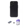 MARSİLYAN™- iPhone 13 Pro Max Kılıf Ufuk Minimal Özel Seri - Siyah Bilvis 5in1 3D Magic Cam Ekran Koruyucu + Sarı Renkli Kamera Lens Koruma Cam