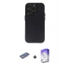 MARSİLYAN™- iPhone 13 Pro Max Kılıf Ufuk Minimal Özel Seri - Siyah Bilvis 5in1 3D Magic Cam Ekran Koruyucu + Renkli Kamera Lens Koruma Cam - YL