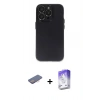 MARSİLYAN™- iPhone 13 Pro Max Kılıf Ufuk Minimal Özel Seri - Siyah Bilvis 5in1 3D Magic Cam Ekran Koruyucu + Renkli Kamera Lens Koruma Cam - PE