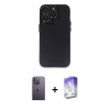 MARSİLYAN™- iPhone 13 Pro Max Kılıf Ufuk Minimal Özel Seri - Siyah Bilvis 5in1 3D Magic Cam Ekran Koruyucu + Neon Fosforlu Kamera Lens - BZ