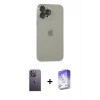 MARSİLYAN™- iPhone 13 Pro Max Kılıf Ufuk Minimal Özel Seri - Siyah Bilvis 5in1 3D Magic Cam Ekran Koruyucu + Neon Fosforlu Kamera Lens - BZ