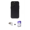MARSİLYAN™- iPhone 13 Pro Max Kılıf Ufuk Minimal Özel Seri - Siyah Bilvis 5in1 3D Magic Cam Ekran Koruyucu + Pers Alüminyum Kamera Lens - GD