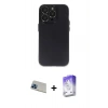 MARSİLYAN™- iPhone 13 Pro Max Kılıf Ufuk Minimal Özel Seri - Siyah Bilvis 5in1 3D Magic Cam Ekran Koruyucu + Rainbow Kamera Lens Koruma Cam - MI