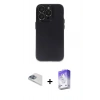 MARSİLYAN™- iPhone 13 Pro Max Kılıf Ufuk Minimal Özel Seri - Siyah Bilvis 5in1 3D Magic Cam Ekran Koruyucu + Pers Alüminyum Kamera Lens - SABE