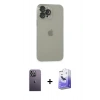 MARSİLYAN™- iPhone 13 Pro Max Kılıf Ufuk Minimal Özel Seri - Siyah Bilvis 5in1 5D Magic Hayalet Cam Ekran Koruyucu + Beyaz Neon Fosforlu Kamera Lens