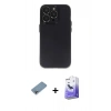 MARSİLYAN™- iPhone 13 Pro Max Kılıf Ufuk Minimal Özel Seri - Siyah Bilvis 5in1 5D Magic Hayalet Cam Ekran Koruyucu + Shine Kamera Lens Koruma Cam - GI