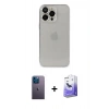MARSİLYAN™- iPhone 13 Pro Max Kılıf Ufuk Minimal Özel Seri - Siyah Bilvis 5in1 5D Magic Hayalet Cam Ekran Koruyucu + Neon Fosforlu Kamera Lens - MI