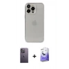 MARSİLYAN™- iPhone 13 Pro Max Kılıf Ufuk Minimal Özel Seri - Siyah Bilvis 5in1 5D Magic Hayalet Cam Ekran Koruyucu + Beyaz Neon Fosforlu Kamera Lens