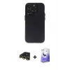 MARSİLYAN™- iPhone 13 Pro Max Kılıf Ufuk Minimal Özel Seri - Siyah Bilvis 5in1 5D Magic Hayalet Cam Ekran Koruyucu + Raze Metal Kamera Lens - GD