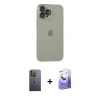 MARSİLYAN™- iPhone 13 Pro Max Kılıf Ufuk Minimal Özel Seri - Siyah Bilvis 5in1 5D Magic Hayalet Cam Ekran Koruyucu + Neon Fosforlu Kamera Lens - YL