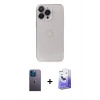 MARSİLYAN™- iPhone 13 Pro Max Kılıf Ufuk Minimal Özel Seri - Siyah Bilvis 5in1 5D Magic Hayalet Cam Ekran Koruyucu + Neon Fosforlu Kamera Lens - MI