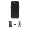 MARSİLYAN™- iPhone 13 Pro Max Kılıf Ufuk Minimal Özel Seri - Siyah Bilvis Hayalet Cam Ekran Koruyucu + Neon Fosforlu Kamera Lens - BZ