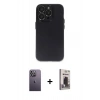 MARSİLYAN™- iPhone 13 Pro Max Kılıf Ufuk Minimal Özel Seri - Siyah Bilvis Hayalet Cam Ekran Koruyucu + Neon Fosforlu Kamera Lens - BZ