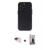 MARSİLYAN™- iPhone 13 Pro Max Kılıf Ufuk Minimal Özel Seri - Siyah Bilvis Hayalet Cam Ekran Koruyucu + Kırmızı Pers Alüminyum Kamera Lens