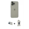 MARSİLYAN™- iPhone 13 Pro Max Kılıf Ufuk Minimal Özel Seri - Siyah Bilvis Hayalet Cam Ekran Koruyucu + Mavi Rainbow Kamera Lens Koruma Cam