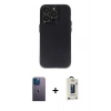 MARSİLYAN™- iPhone 13 Pro Max Kılıf Ufuk Minimal Özel Seri - Siyah Bilvis Hayalet Cam Ekran Koruyucu + Neon Fosforlu Kamera Lens - MI