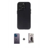 MARSİLYAN™- iPhone 13 Pro Max Kılıf Ufuk Minimal Özel Seri - Siyah Bilvis Hayalet Cam Ekran Koruyucu + Neon Fosforlu Kamera Lens - MI