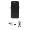 MARSİLYAN™- iPhone 13 Pro Max Kılıf Ufuk Minimal Özel Seri - Siyah Bilvis Hayalet Cam Ekran Koruyucu + Pers Alüminyum Kamera Lens - GI