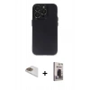 MARSİLYAN™- iPhone 13 Pro Max Kılıf Ufuk Minimal Özel Seri - Siyah Bilvis Hayalet Cam Ekran Koruyucu + Pers Alüminyum Kamera Lens - GD