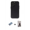 MARSİLYAN™- iPhone 13 Pro Max Kılıf Ufuk Minimal Özel Seri - Siyah Bilvis Hayalet Cam Ekran Koruyucu + Shine Kamera Lens Koruma Cam - PE
